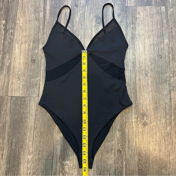 Zara Black V Neck Bodysuit Strappy Sheer Cutout Snaps Closure Evening Size S - Picture 12 of 12